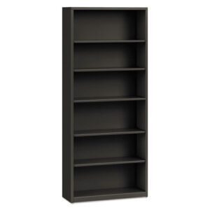 Metal Bookcase, Six-Shelf, 34.5w x 12.63d x 81.13h, Charcoal-(HONS82ABCS)