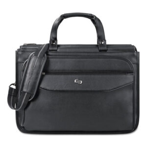 Harrison Briefcase, Fits Devices Up to 15.6", Vinyl, 16.75 x 7.75 x 12, Black-(USLCLS3464)