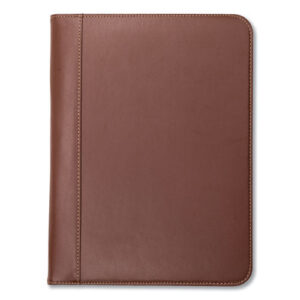 Contrast Stitch Leather Padfolio, 8 1/2 x 11, Leather, Tan-(SAM71716)