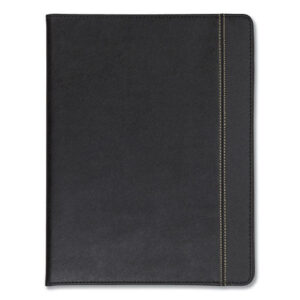 Slimline Padfolio, Leather-Look/Faux Reptile Trim, Writing Pad, Black-(SAM71220)
